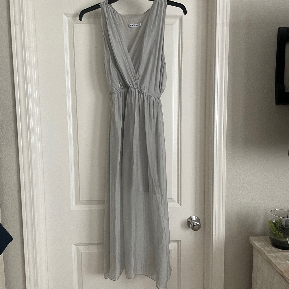 Silver/gray Silk dress with lightweight jersey liner